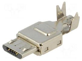 Plug | USB B micro | for cable | soldered | PIN: 5 | straight | USB 2.0