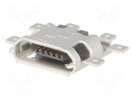 Socket | USB B micro | on PCBs | SMT | PIN: 5 | horizontal | USB 2.0