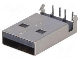 Plug | USB A | on PCBs | THT | PIN: 4 | angled 90° | shielded | USB 2.0