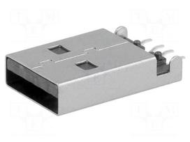 Plug | USB A | male | on PCBs | SMT | PIN: 4 | horizontal | USB 2.0