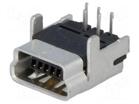 Socket | USB B mini | on PCBs | THT | PIN: 5 | angled 90°