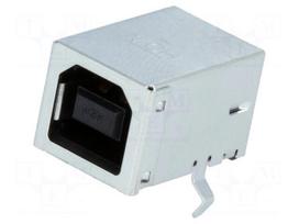 Socket | USB B | on PCBs | THT | PIN: 4 | angled 90° | gold flash
