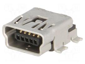 Socket | USB B mini | on PCBs | SMT | PIN: 5 | horizontal