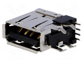 Socket | USB A | on PCBs | THT | PIN: 4 | side,angled 90°