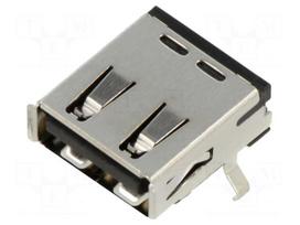 Socket | USB A | on PCBs | THT | PIN: 4 | angled 90° | shielded | USB 2.0