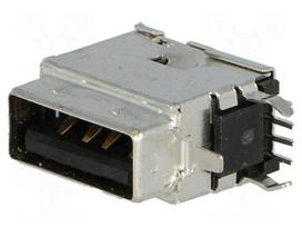 Socket | USB A | on PCBs | THT | PIN: 4 | side,angled 90°
