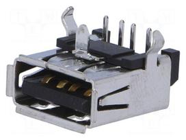 Socket | USB A | on PCBs | THT | PIN: 4 | angled 90° | USB 2.0