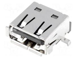 Socket | USB A | on PCBs | SMT | PIN: 4 | horizontal | USB 2.0