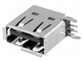 Socket | USB A | on PCBs | THT | PIN: 4 | side,angled 90° | USB 2.0