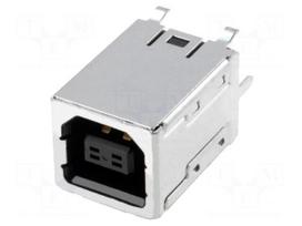Socket | USB B | on PCBs | THT | PIN: 4 | straight | USB 2.0 | gold-plated