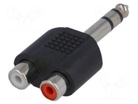 Adapter | Jack 6.35mm plug,RCA socket x2 | stereo