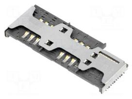 Connector: for cards | SD Micro,SIM | 2x SIM + Micro SD | SMT