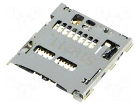 Connector: for cards | SD Micro | without card tray | SMT | PIN: 8