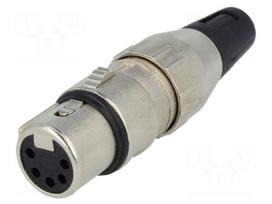 Plug | XLR | female | PIN: 5 | straight | for cable | soldering | 50V | 7.5A