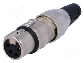 Plug | XLR | female | PIN: 4 | straight | for cable | soldering | 50V | 10A