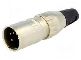 Plug | XLR | male | PIN: 5 | straight | for cable | soldering | gold-plated