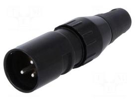 Plug | XLR | male | PIN: 3 | straight | for cable | soldering | 50V | 15A