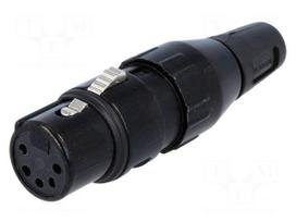 Plug | XLR | female | PIN: 5 | straight | for cable | soldering | 50V | 7.5A