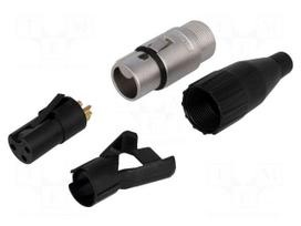 Plug | XLR | female | PIN: 3 | straight | for cable | soldering | 133V | 15A