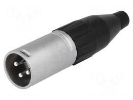 Plug | XLR | male | PIN: 3 | straight | for cable | soldering | 133V | 15A