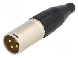 Plug | XLR | male | PIN: 3 | straight | for cable | soldering | gold-plated