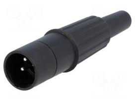 Plug | XLR | male | PIN: 3 | straight | for cable | soldering | black | 16A