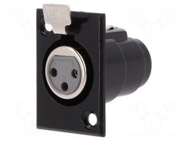 Socket | XLR | female | PIN: 3 | with push button | soldering | black