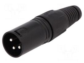 Plug | XLR | male | PIN: 3 | straight | for cable | soldering | black | metal