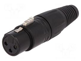 Plug | XLR | female | PIN: 3 | straight | for cable | soldering | black