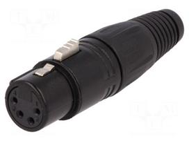 Plug | XLR | female | PIN: 4 | straight | for cable | soldering | black