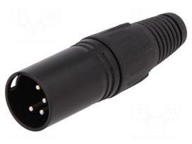Plug | XLR | male | PIN: 4 | straight | for cable | soldering | black | metal