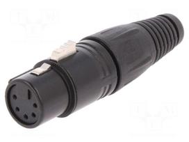Plug | XLR | female | PIN: 5 | straight | for cable | soldering | black