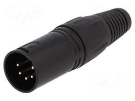 Plug | XLR | male | PIN: 5 | straight | for cable | soldering | black | metal