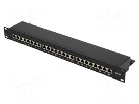 Patch panel | RJ45 | Cat: 6a | RACK | Colour: black | Number of ports: 24