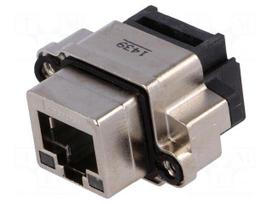 Socket | RJ45 | with LED | IP68 | THT | for panel mounting | angled 90°