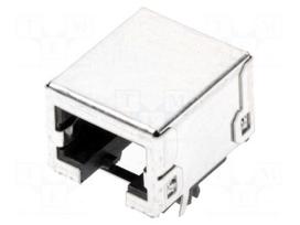 Socket | RJ45 | PIN: 8 | Cat: 3 | shielded | Layout: 8p8c | THT | angled 90°