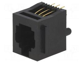 Socket | RJ12 | PIN: 6 | with panel stop blockade | gold-plated | THT