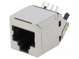 Socket | RJ45 | PIN: 8 | Cat: 6 | shielded | Layout: 8p8c | THT | angled