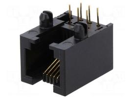 Socket | RJ12 | PIN: 6 | Cat: 5 | Layout: 6p6c | THT | angled