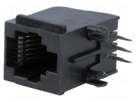 Socket | RJ12 | PIN: 6 | Cat: 5 | Layout: 6p6c | THT | angled