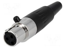 Plug | XLR mini | female | PIN: 3 | for cable | soldering | 5A | 0.5mm2