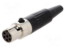 Plug | XLR mini | female | PIN: 6 | for cable | soldering | 1.2A | 0.38mm2