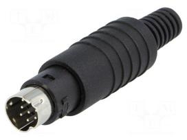 Plug | DIN mini | male | PIN: 8 | with strain relief | soldering | 100V