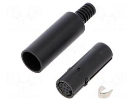 Plug | DIN mini | female | PIN: 8 | with strain relief | soldering | 100V