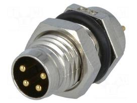 Connector: M8 | male | PIN: 4 | for panel mounting,front side nut