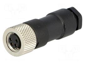 Connector: M8 | female | PIN: 4 | straight | for cable | plug | 4A | IP67