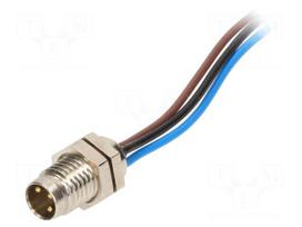 Connector: M8 | male | PIN: 3 | with leads | socket | Nano-Change | 4A
