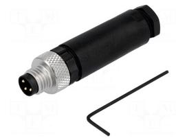 Connector: M8 | male | PIN: 3 | straight | for cable | plug
