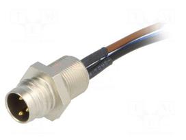 Connector: M8 | 0.5m | male | PIN: 3 | for panel mounting,screwed