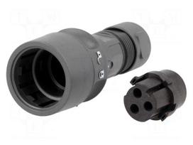 Connector: circular | plug | female | PIN: 3 | w/o contacts | for cable